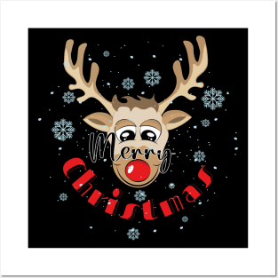 Reindeer Merry Christmas Posters and Art